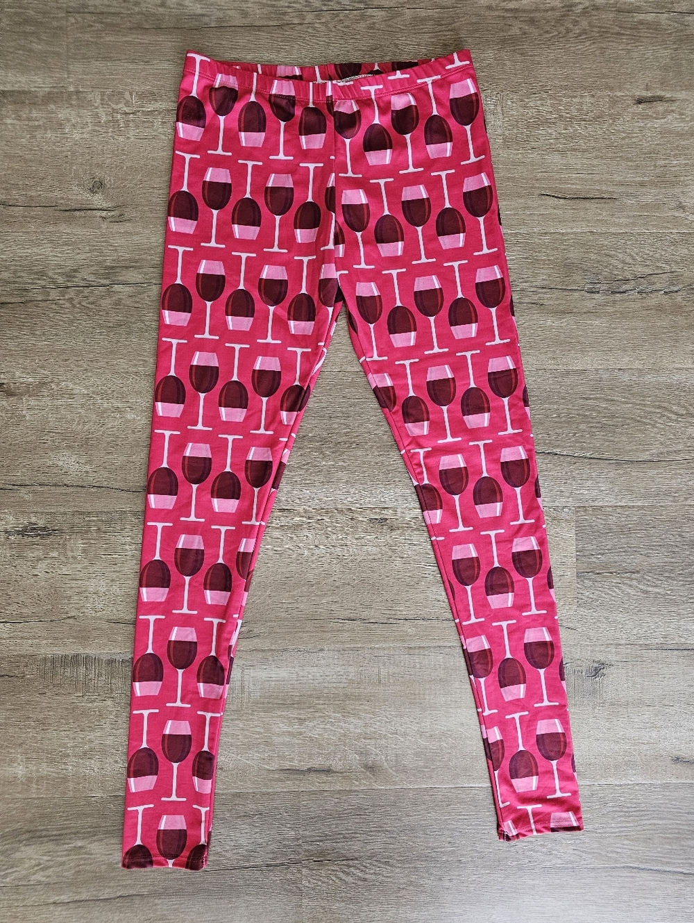 Red Wine Glass Print Leggings